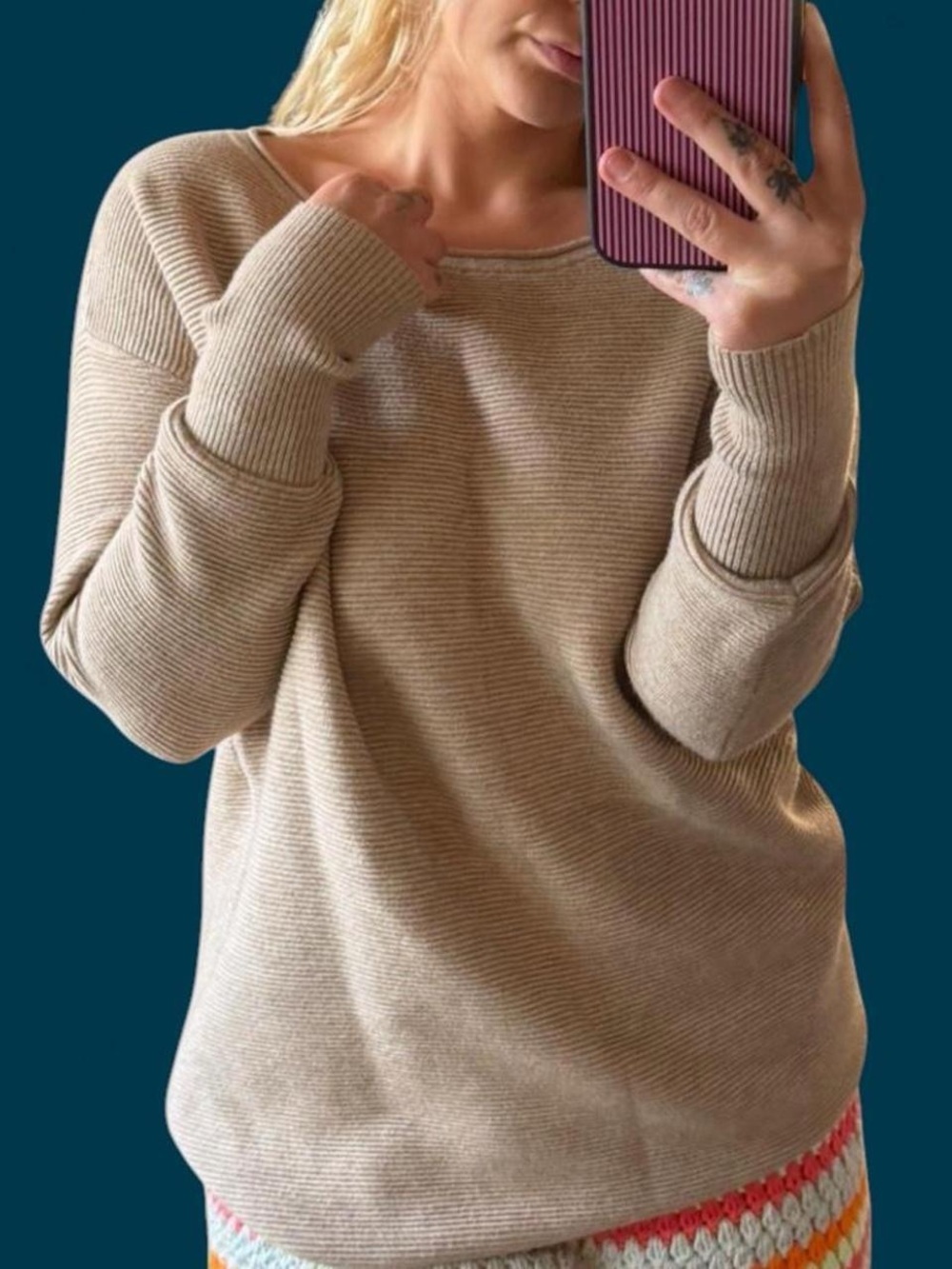 Anthropologie taupe Ribbed Cozy Sweater